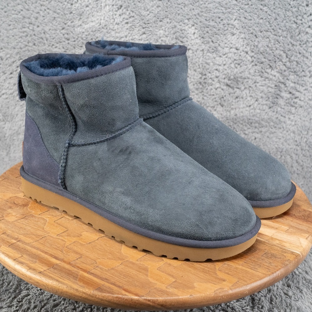 UGG Classic Ultra Mini II Navy Blue Suede Shearling Boots Women's US 10 EU 41
